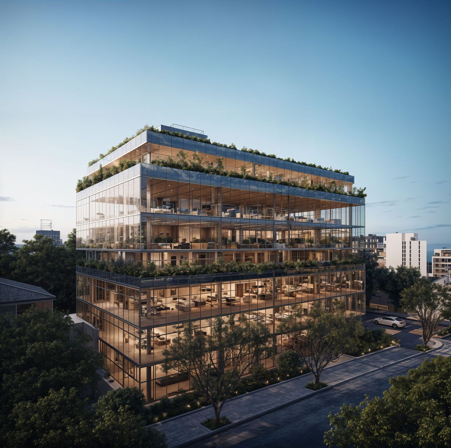 Glass commercial building